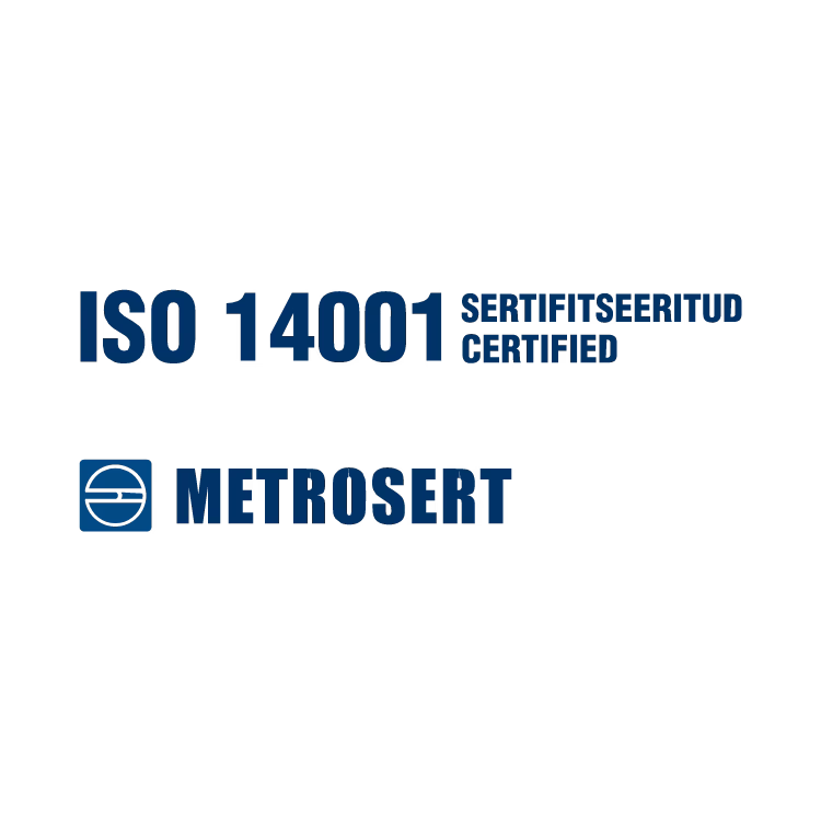 sinine ISO 14001 logo valgel taustal