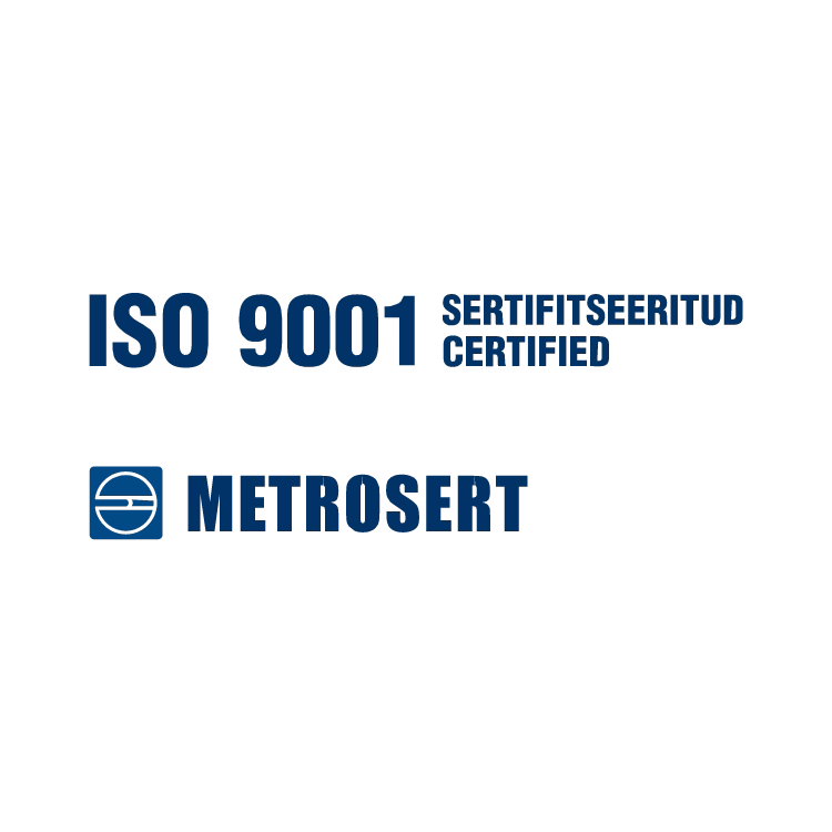 sinine ISO 9001 logo valgel taustal